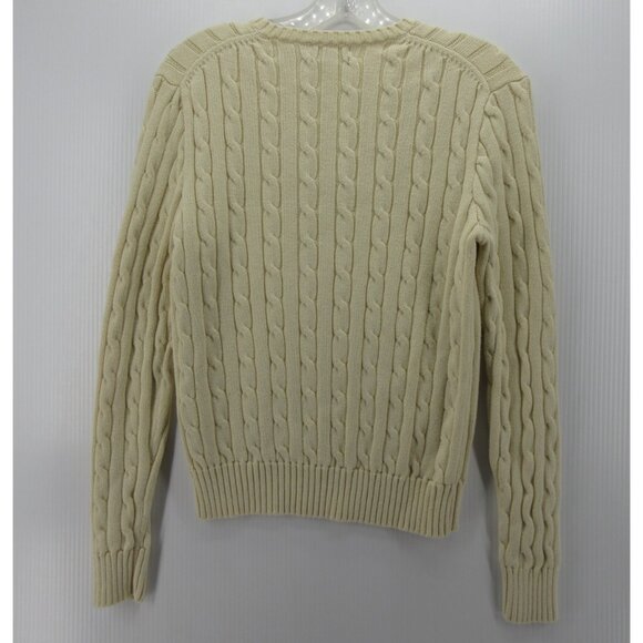 Ralph Lauren Polo Sweater Medium Cream Pullover Cable Knit Pony - Picture 7 of 11